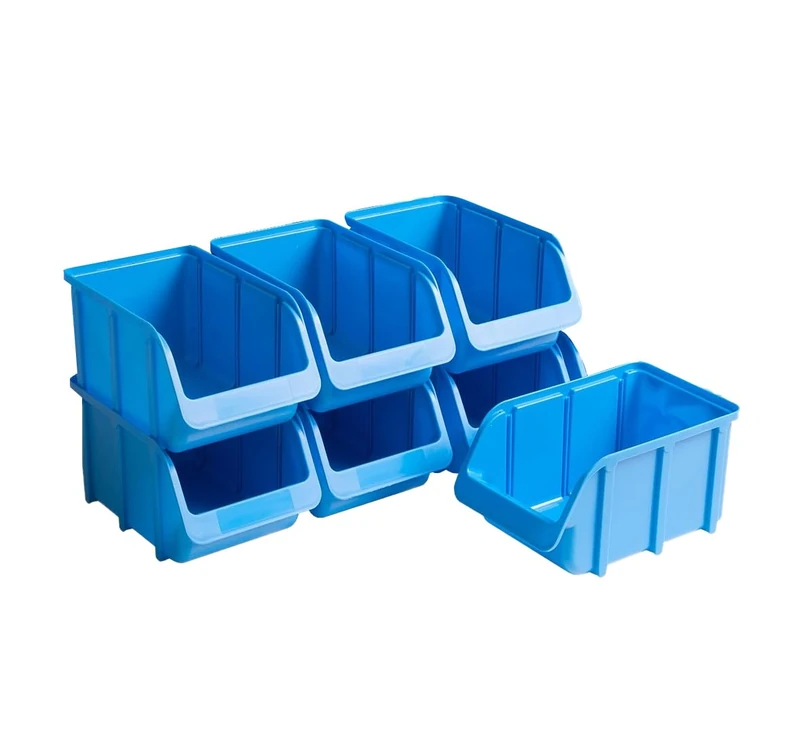 hünersdorff 7 x Storage Boxes in Size 5 Polypropylene High Dimensional Stability and Load Capacity Blue
