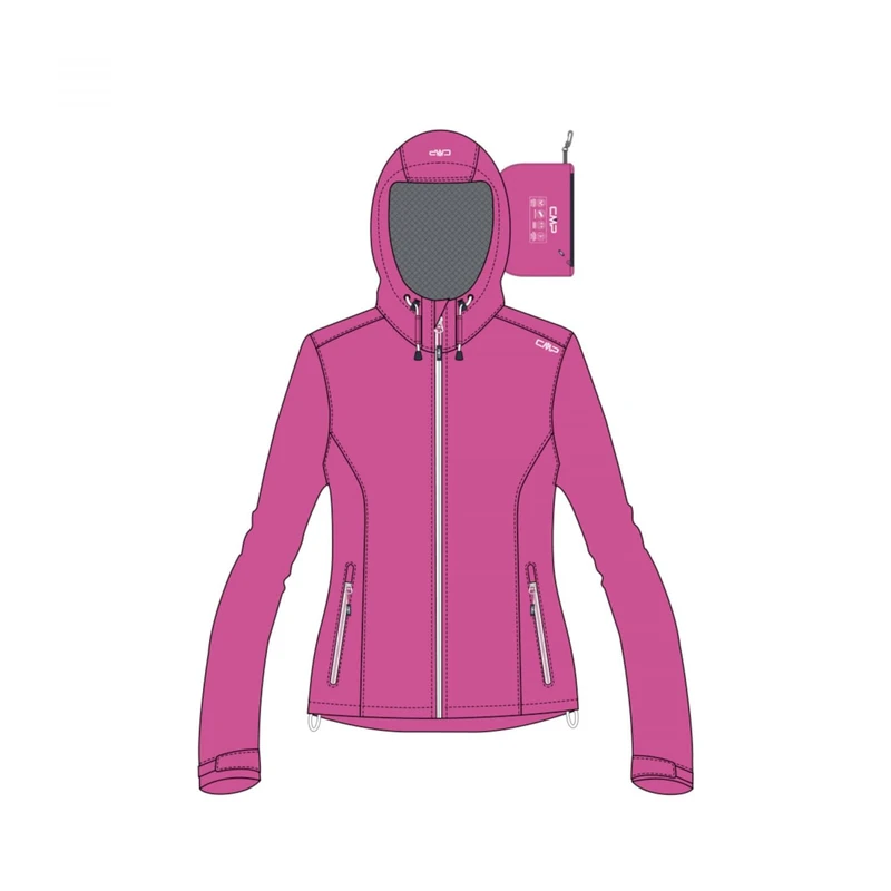 CMP WOMENS JACKET FIX HOOD, FUXIA, S