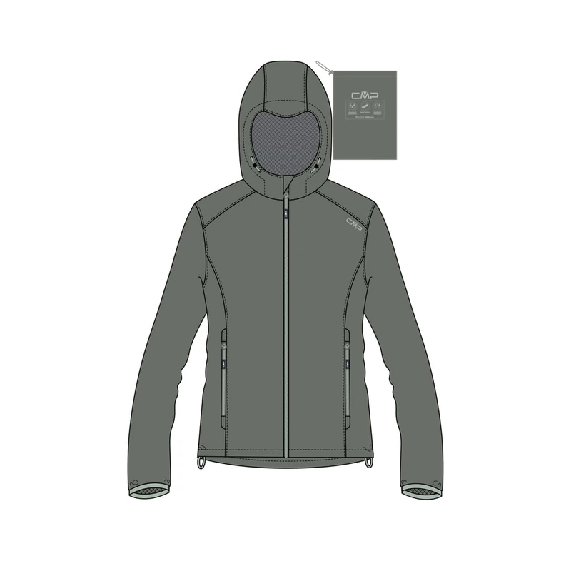 CMP Women's Rain Jacket with Fixed Hood, Sage, UK 22