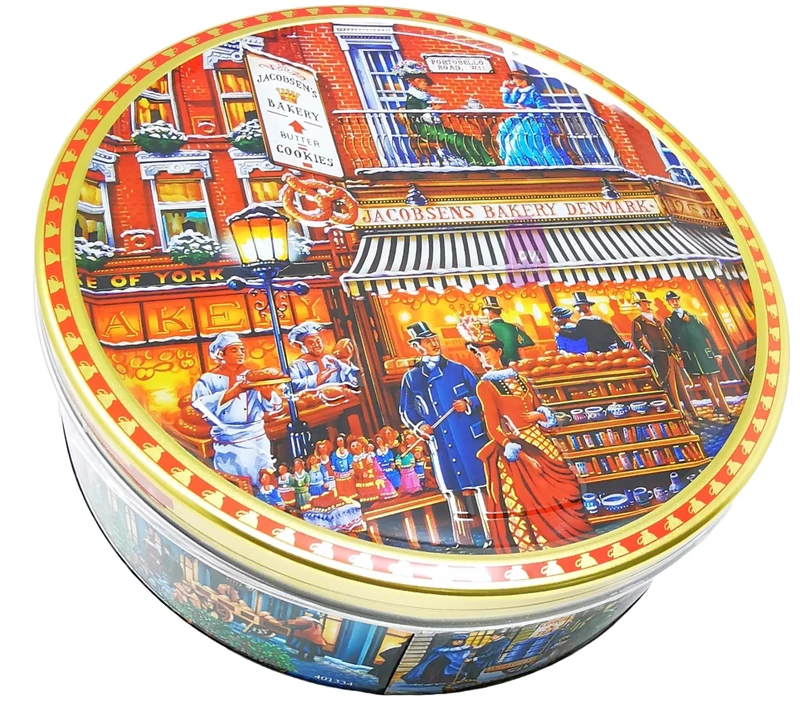 Danish Butter & Chocolate Chip Cookies Assortment 400g in Embossed Baker Shop on Portobello Road London W11 Tin Design - Biscuits Gift Set