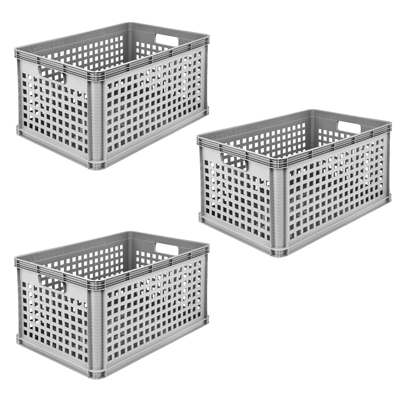 keeeper transport basket set, 3 x 64 L, Stackable, Polypropylene, Robert, Nordic Grey