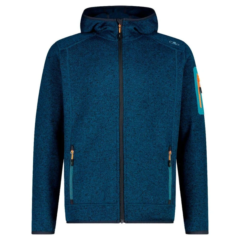 CMP - Knit-Tech Men's Jacket with Fixed Hood, Bluesteel-Anthracite, 56