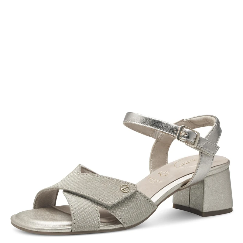 Tamaris Comfort Women’s Sandals with Heel Leather Adjustable Strap, Gold Comb, 5 UK