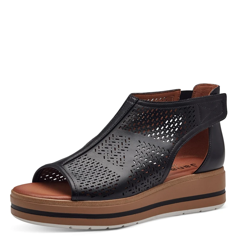 Jana Women’s Sandals with Wedge Heel Cut Outs Vegan, Black, 6,5 UK