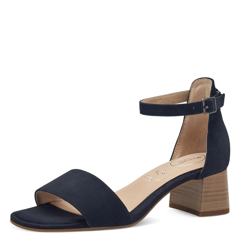 Tamaris Comfort Women’s Sandals with Heel Leather Adjustable Strap, Navy Suede, 5 UK - Image 1