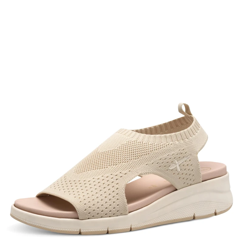 Tamaris Comfort Women’s Sandals with Heel Elastic Vegan, Ivory, 7,5 UK