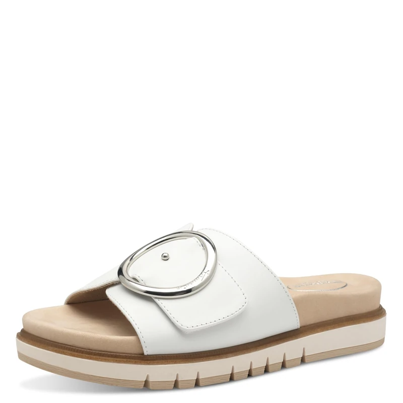 Tamaris Comfort Women’s Leather Mules Elegant, White Nappa, 7,5 UK