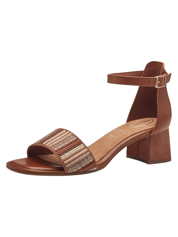 Tamaris Comfort Women’s Sandals with Heel Leather Adjustable Strap, Nut Comb, 4 UK - Image 1