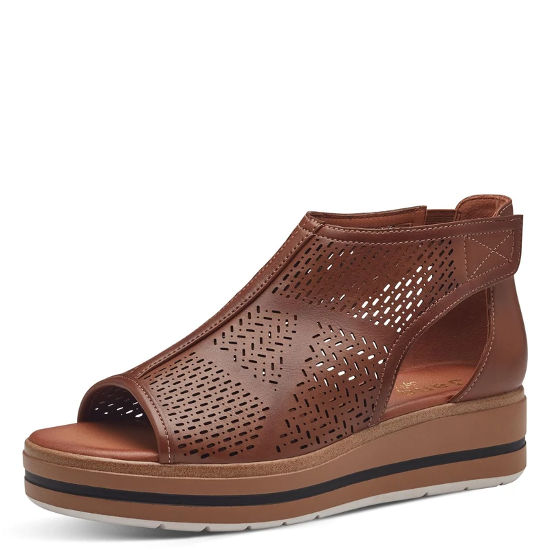 Jana Women’s Sandals with Wedge Heel Cut Outs Vegan, Cognac, 5 UK