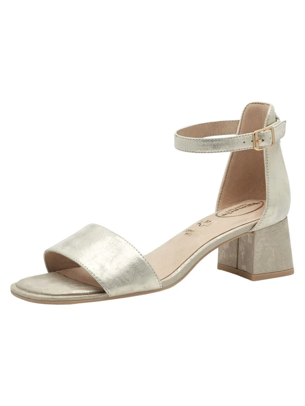 Tamaris Comfort Women’s Sandals with Heel Leather Adjustable Strap, Cloudy Gold, 3,5 UK