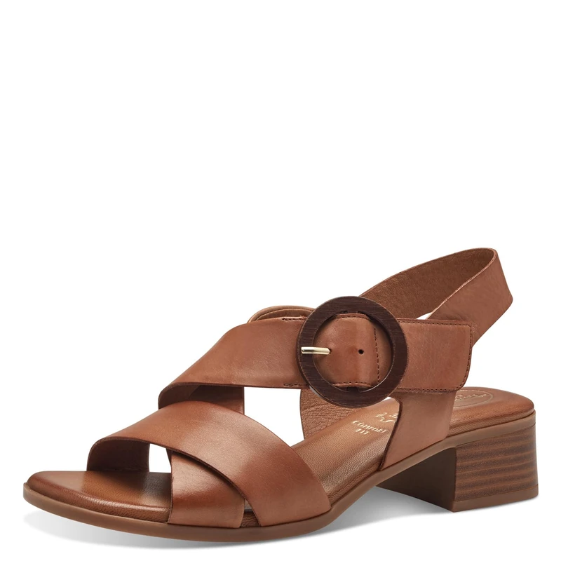 Tamaris Comfort Women’s Sandals with Heel Leather with Velcro, Nut, 4 UK