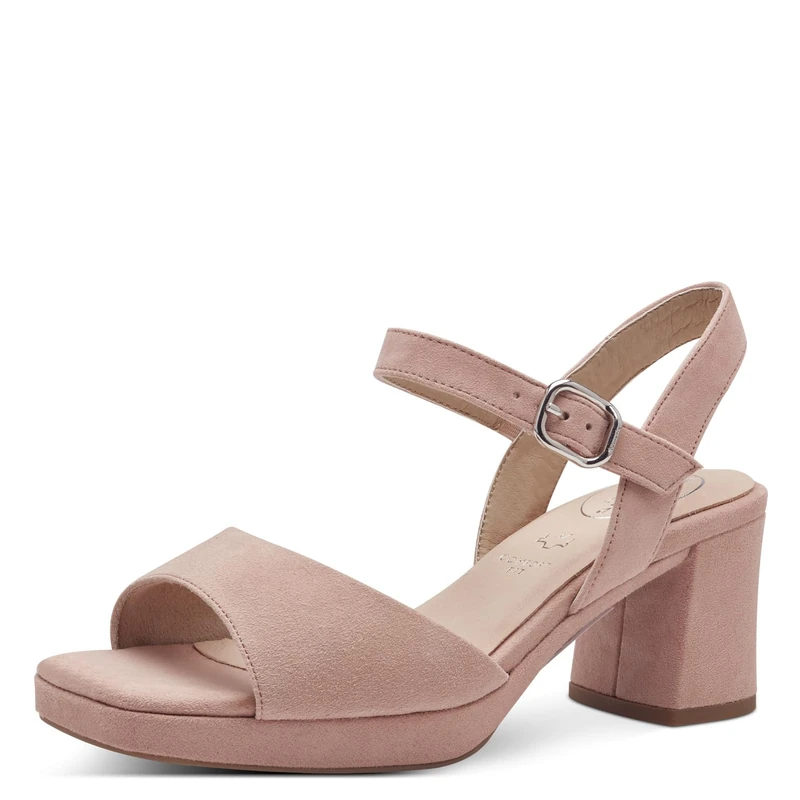 Tamaris Comfort Women’s Sandals with Heel Leather Adjustable Strap, Rose Suede, 5 UK