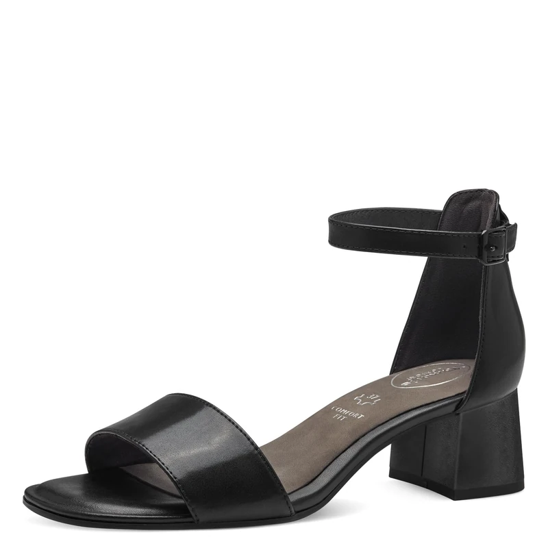 Tamaris Comfort Women’s Sandals with Heel Leather Adjustable Strap, Black Nappa, 5 UK