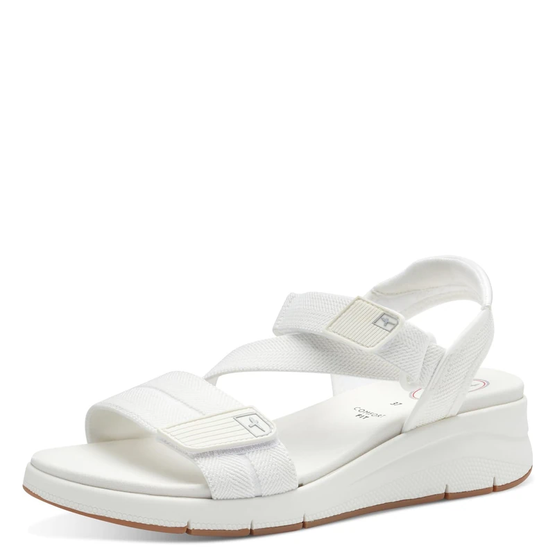 Tamaris Comfort Women’s Flat Sandals with Velcro Vegan, White, 6 UK
