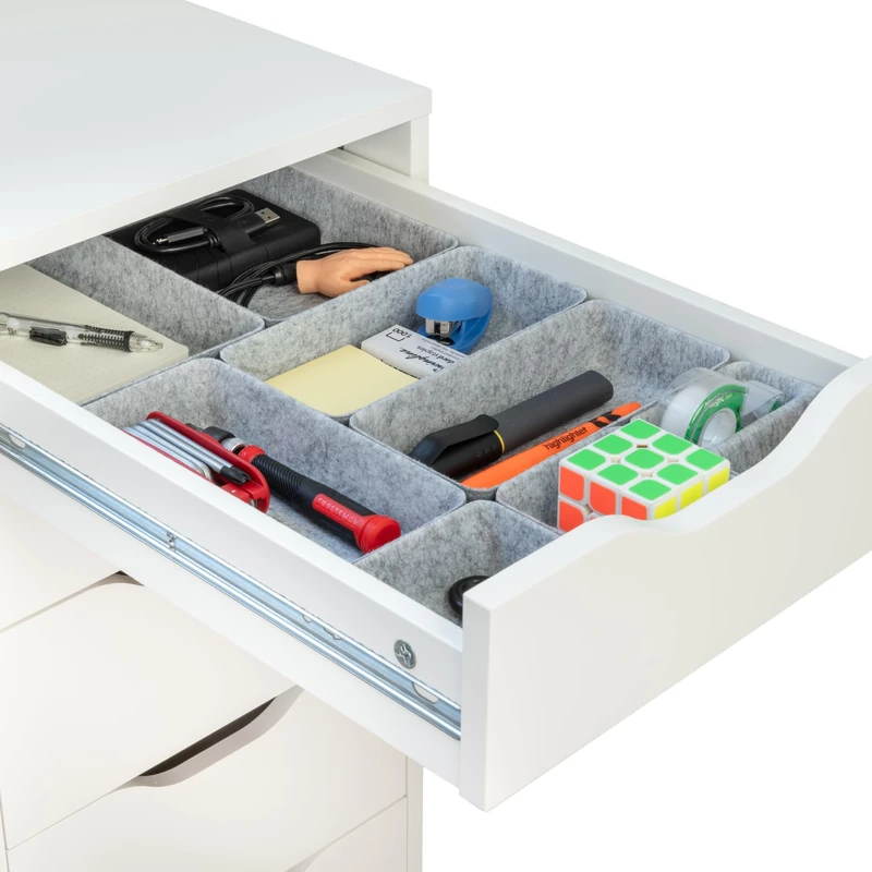 Rajas Goods Drawer Organizer Compatible with Ikea Alex Drawer Unit, 10-Piece Modular Felt Tray Organizer Set, Perfect Fit (Light) - Image 1