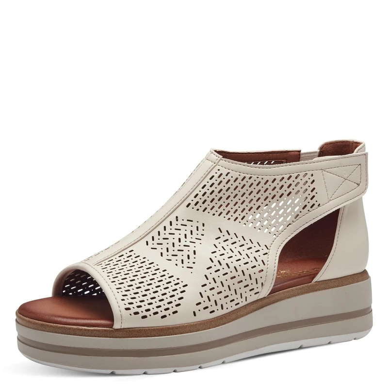 Jana Women’s Sandals with Wedge Heel Cut Outs Vegan, Beige, 4 UK