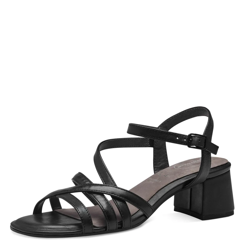 Tamaris Comfort Women’s Sandals with Heel Leather Adjustable Strap, Black, 5 UK - Image 1