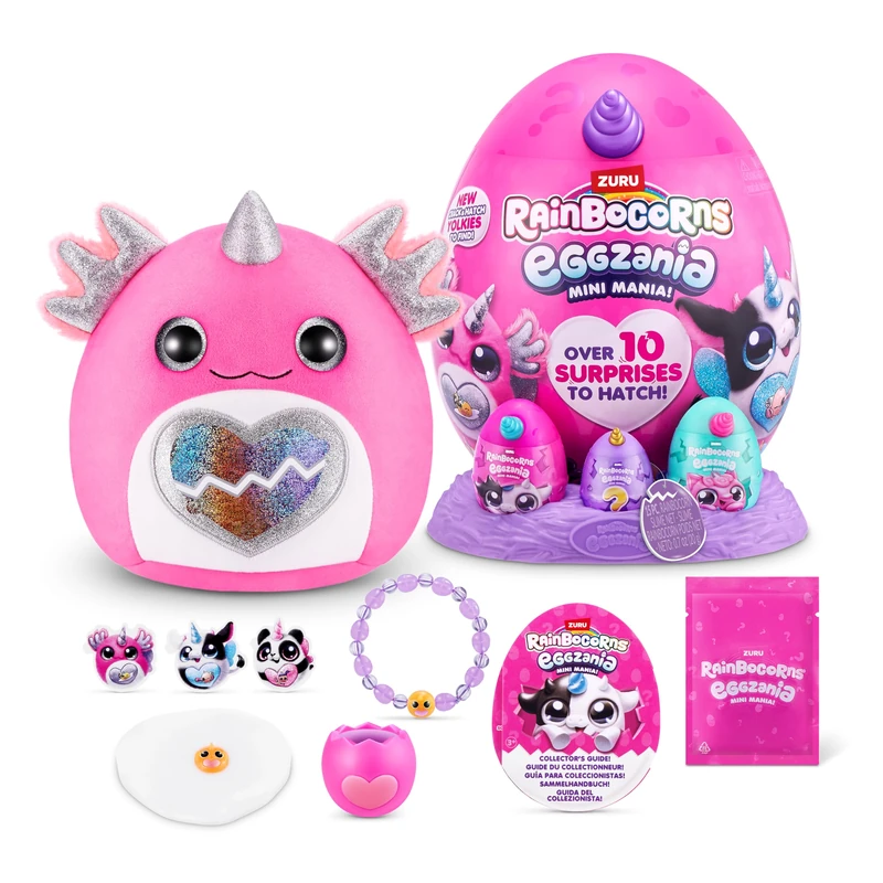 Rainbocorns Eggzania Mini Easter Egg Surprise (Axolotl) by ZURU, Mini Plush with Slime, Easter Gift for Girls - Image 1