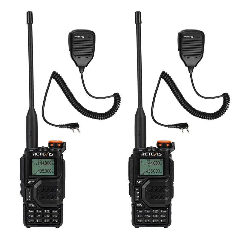 Retevis RA79 Walkie Talkies with Speaker Mic, Dual Band Ham Radio, 2m/70cm/FM/AM Band, 1400mAh Battery, Walkie Talkies for Adults Long Range, Easy to Pair, 2 Way Radio for Hunting, Travelling (2Pcs)