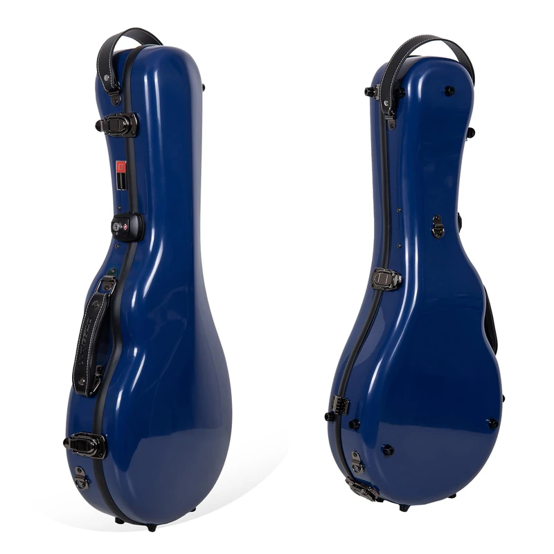 Crossrock Fiberglass Mandolin Case – Contoured for A & F-Style (Universal Fit) | Navy Blue Gloss, Forest Green Velvet, TSA Lock, Backpack Straps, Accessory Compartment – Sleek Pro Travel Case