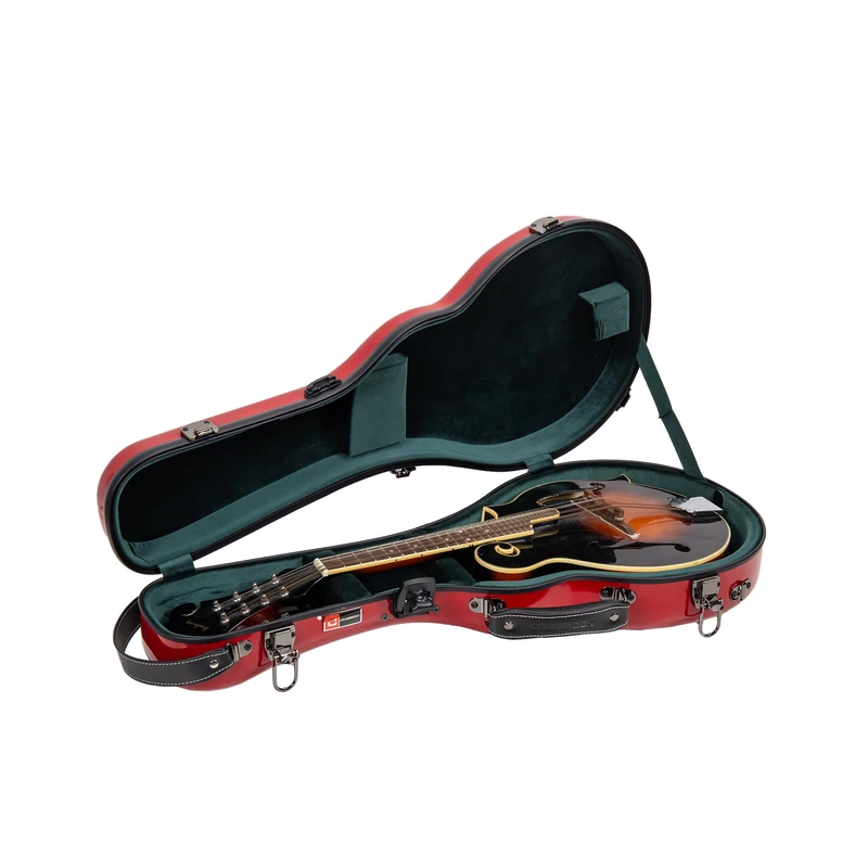 Crossrock Fiberglass Mandolin Case – Contoured for A & F-Style (Universal Fit) | Red Gloss, Forest Green Velvet, TSA Lock, Backpack Straps, Accessory Compartment – Sleek Pro Travel Case - Image 1