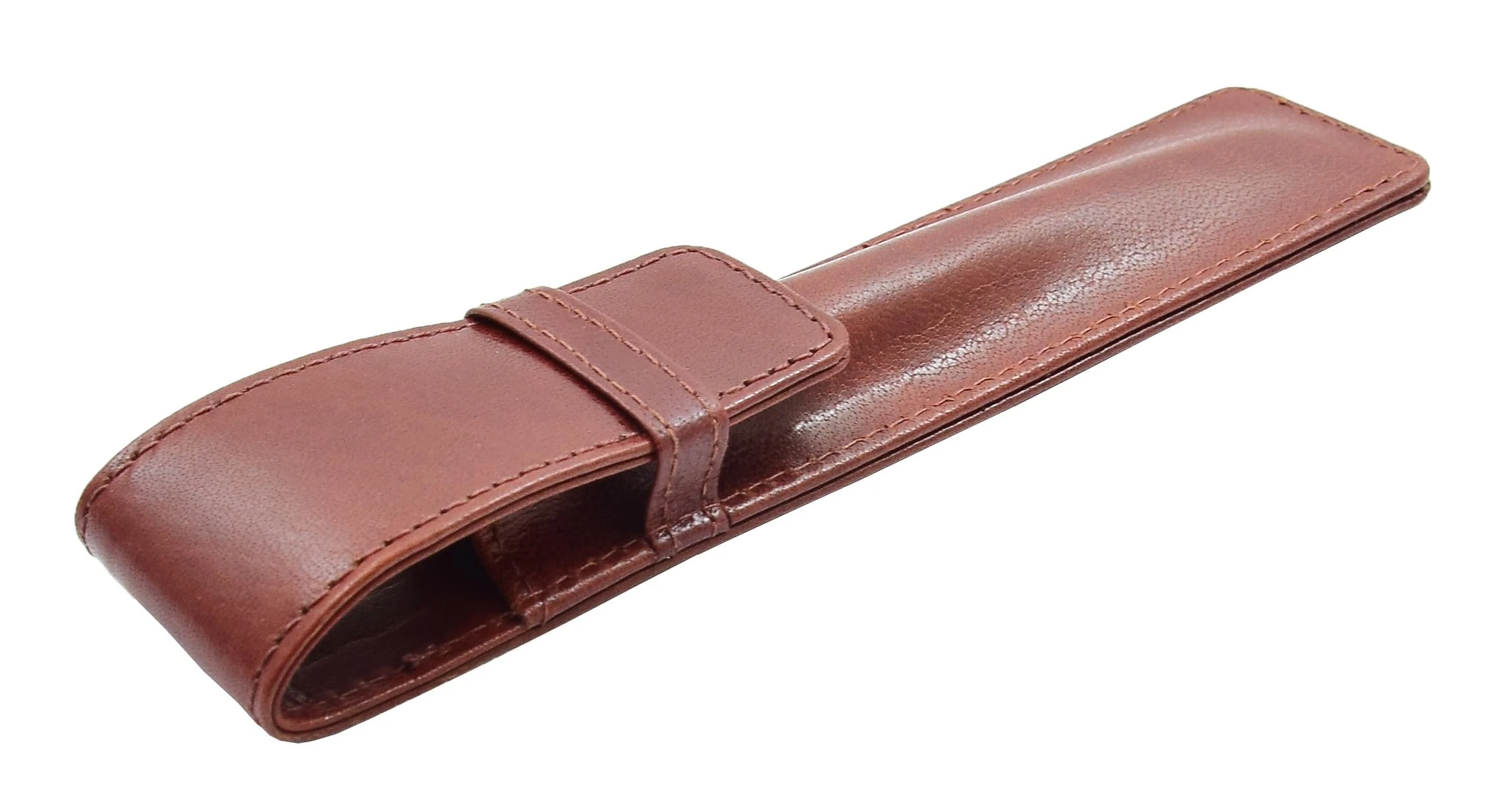 Real Leather Pen Cover Classic Ball Fountain Pen Holder Case HOL482 Brown