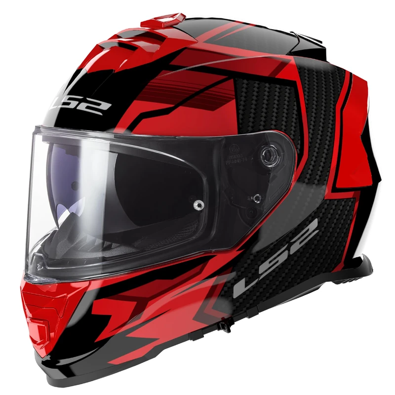 LS2 FF800 STORM II Dual Visor Full Face Motorcycle Helmet. TRACKER BLACK RED (XL) 61-62cm