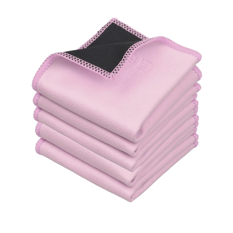 ECO-FUSED Microfiber Cleaning Cloths Double-Sided - 5 Pack - 6.6 x 6.2 inch - Microfiber and Suede Cloth for Smartphones, LCD TV, Tablets, Laptop Screens, Camera Lenses