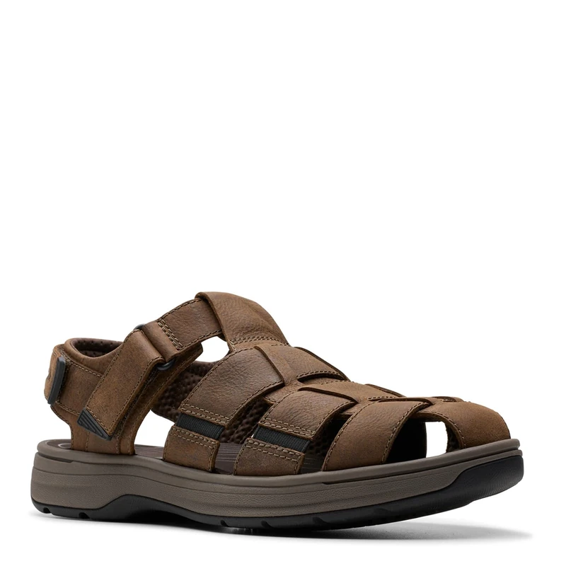Clarks Men's Saltway Cove Sandals, Dark Brown Leather, 7 Wide