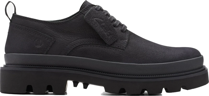Clarks Men's Badell Lace-Up Shoes - Black Nubuck, Size 7.5 UK
