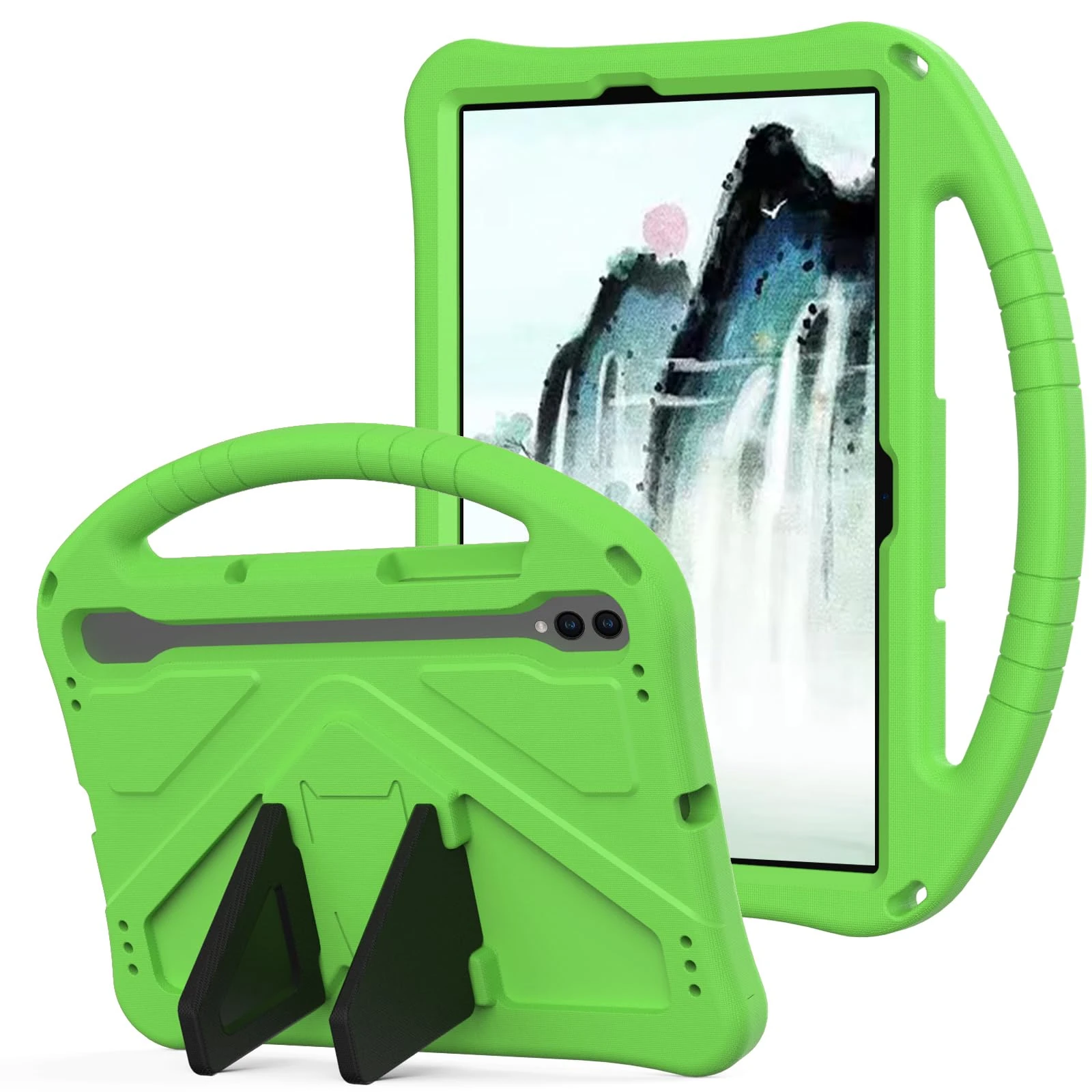 YRH Kids Case for Samsung Galaxy Tab S10 Lite/Tab S10 FE/Tab S9 FE 10.9 inch, EVA Protective Cover with Stand Handle, Green