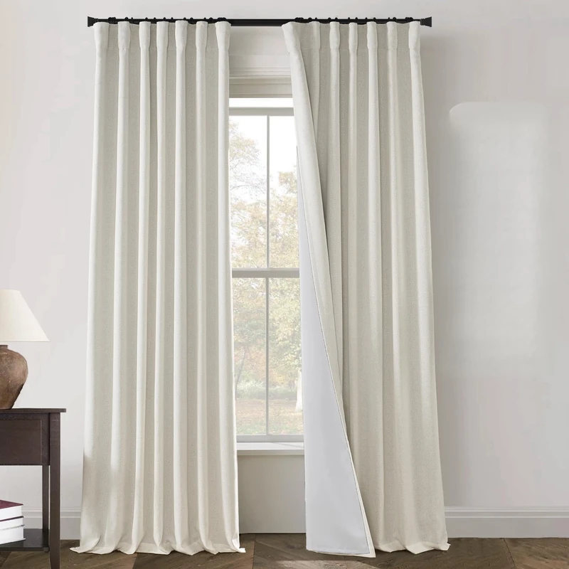 PANELSBURG Blackout Curtains for Living Room 2 Panels Set,Farmhouse Room Darkening Thermal Liner Back Tab Pleated Boho Window Curtain Drapes,Total 100 in Wide,102 Inches Long,Cream Ivory