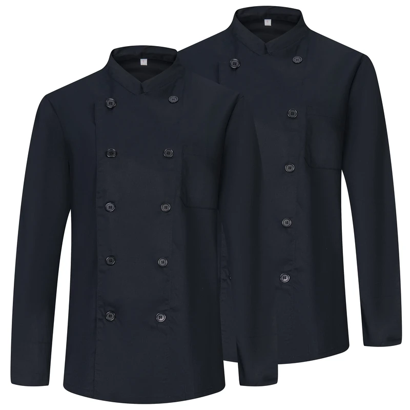 MISEMIYA - Pack 2 Units -Men's Chef Jacket - Men's Chef Jacket - Hospitality Uniform -Ref.842-4XL, Chef Jackets 842 - Black