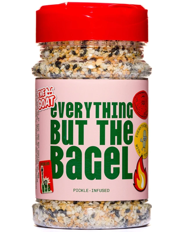The GOAT Pickle-Infused Everything But The Bagel Seasoning Jumbo 180g Shaker - All Purpose Finishing Spice for Meat and Vegetables with Crunchy Sesame and Poppy Seeds, Gourmet Artisan UK Made Blend