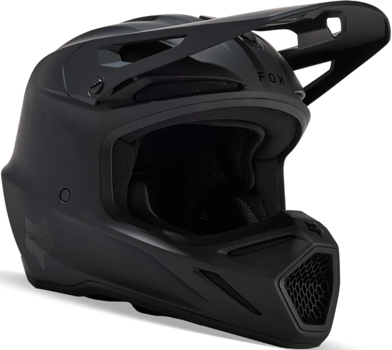 Fox Racing YTH V3 Solid Helmet, Mips Technology, Composite Fiberglass Shell, Lightweight, Internal Hydration System, Comms Recess, Protection & Comfort for MX & Off-Road, Color: Matte Black, Size: YM