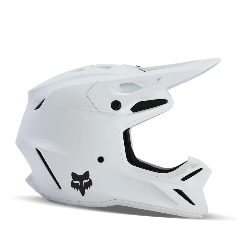 Fox Racing Yth V3 Solid Helmet - Youth Mips Technology, Composite Fiberglass Shell, Lightweight, Internal Hydration System, Comms Recess, Protection & Comfort, Color: Matte White, Size: YM
