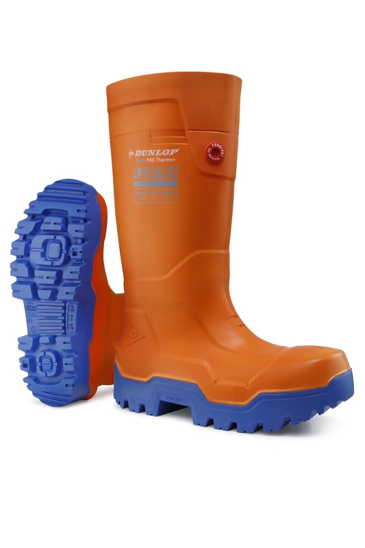 DUNLOP FieldPro Thermo+ - Unisex Full Safety Sneaker Fit Waterproof Work Boots, Orange Blue, Thermal Insulated and Slip-Resistant Wellies with Composite Toecap for Outdoor and Farm Use - EU41, UK7 - Image 1