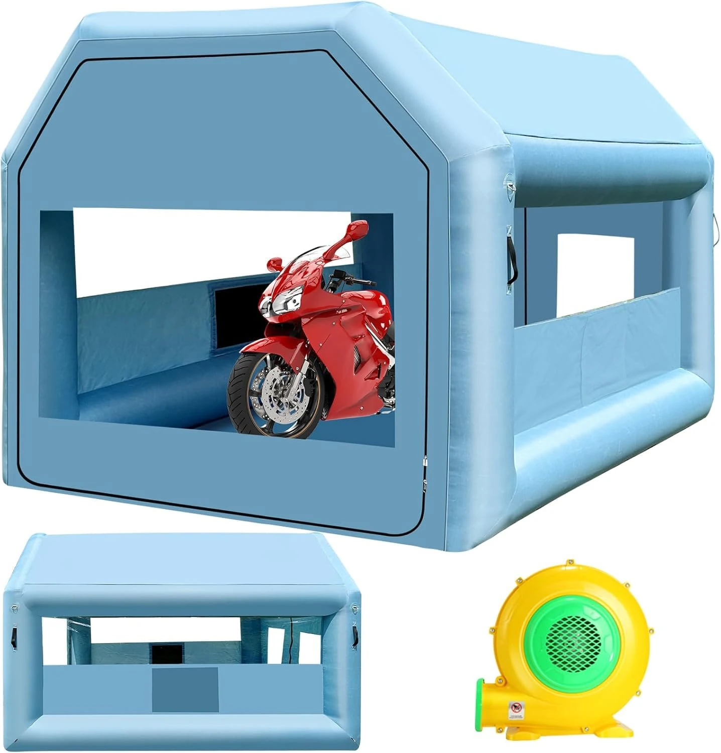 LVAOSTT Inflatable Paint Booth with Blowers and Double Layer Air Filter System Portable Spray Booth Painting, Green, 10x8.3x8.3ft