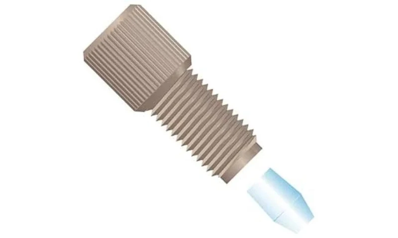 Idex NanoTight Fitting, Headless, Short, Natural PEEK/ETFE, Max 0.063" Hole, 1/16" OD Tubing, 10-32 Coned, 10/PK