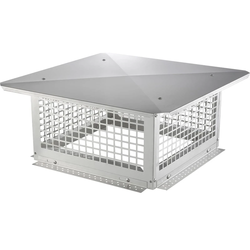 VEVOR 431.8x431.8mm, 304 Stainless Steel Fireplace Chimney, Easily Toppled & Practical Accessories & Easy Installation, Fits Mesh Covers Outside Clay Flue Shingles, Silver