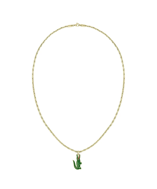 Lacoste Men's ARTHOR Collection Chain Necklace in Yellow Gold with a Crocodile-Shaped Charm - 2040229