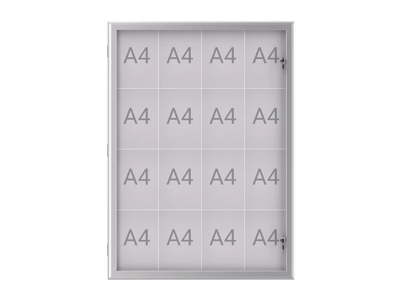 MAUL MAULexcite A4 Display Case Display Cabinet with 16 x DIN A4 Pages Information Board with Aluminium Frame and Glass Door Space-Saving Flat Design Lockable with Lock Aluminium