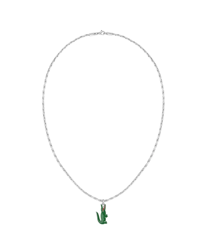 Lacoste Men's ARTHOR Collection Chain Necklace in Stainless Steel with a Crocodile-Shaped Charm - 2040228