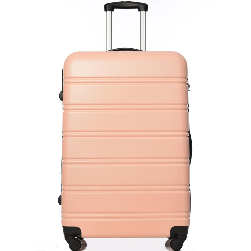 28-Inch ABS Hard Shell Travel Trolley Suitcase Set with 4 Wheels - Lightweight Hand Luggage in Pink