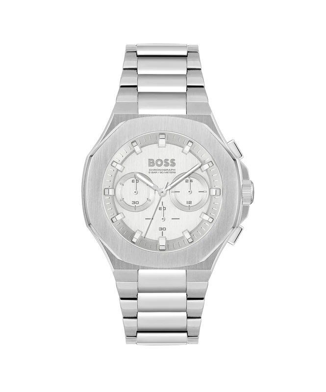 BOSS Chronograph Quartz Watch for Men Taper Collection with Silver Stainless Steel Bracelet - 1514087