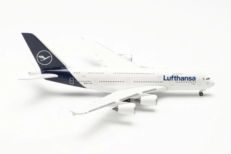 herpa 533072-001 Airplane Lufthansa Airbus A380 – D-AIMK Düsseldorf on a Scale of 1 : 500, Metal Miniature Without pedastal, Model Building, Collectors Edition