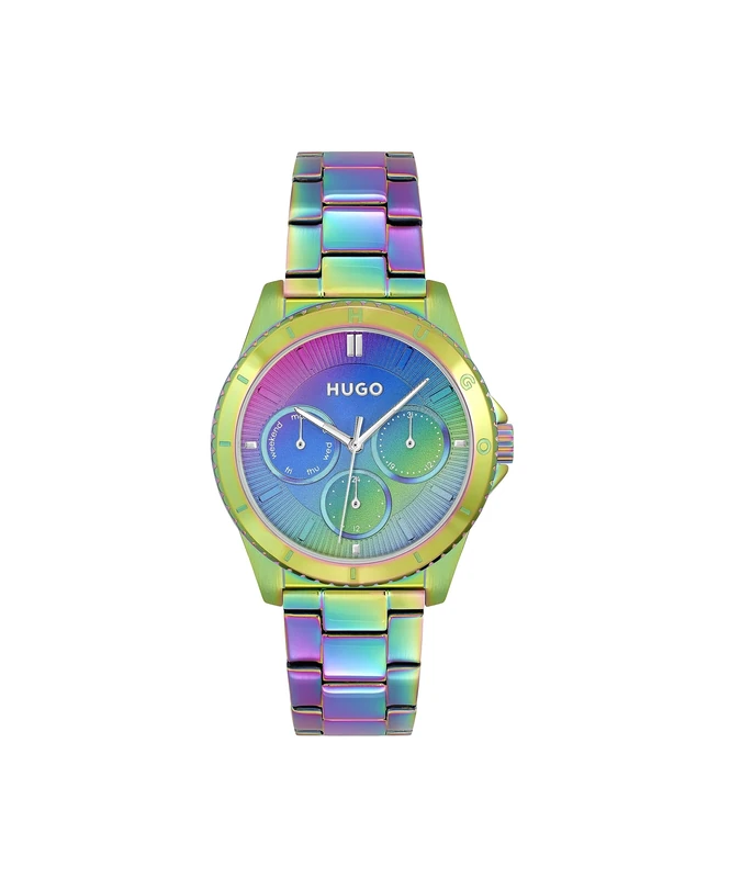 HUGO Analogue Multifunction Quartz Watch for Women #Dance Collection with Rainbow Stainless Steel Bracelet - 1540160