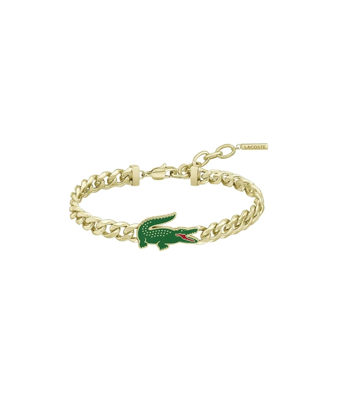 Lacoste Men's ARTHOR Collection Chain Bracelet in Yellow Gold with a Crocodile-Shaped Charm - 2040227