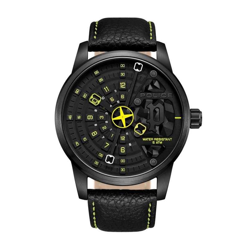 Police PEWJA0022101 Men's Analogue Quartz Watch with Leather Strap, Black, Standard Size, Strap. - Image 1