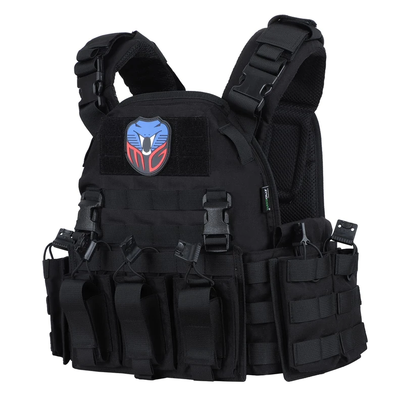 Snacam Tactical Vest for Men Molle Security Airsoft Vest Adult, Black, One size
